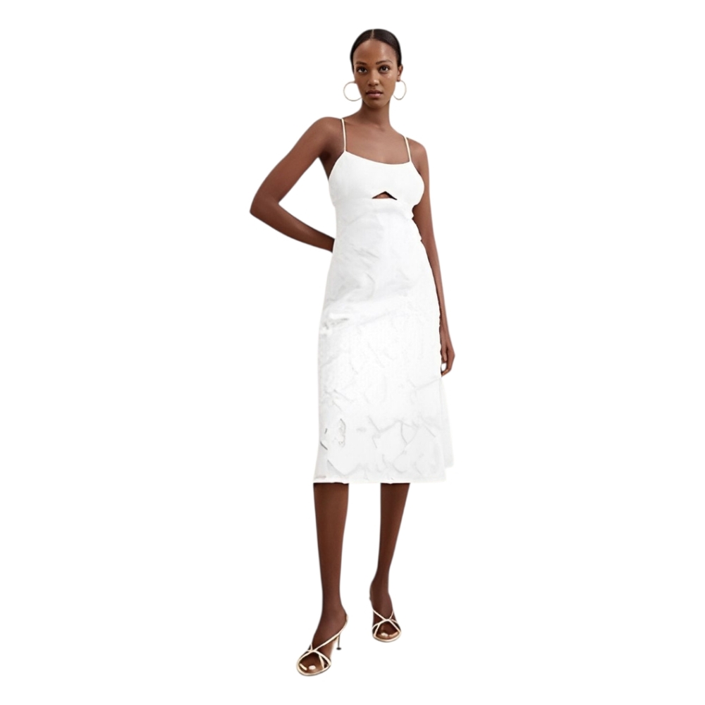 Banana Republic Women's Sleeveless Embroidered Dress Stretch 14 Vacation Wedding